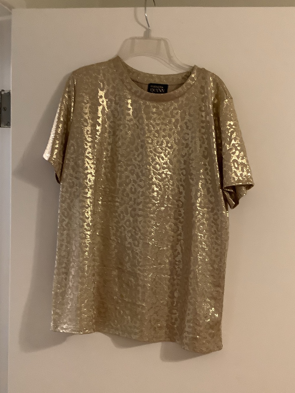 Donna Karan Gold Sequin Short Sleeve Tee